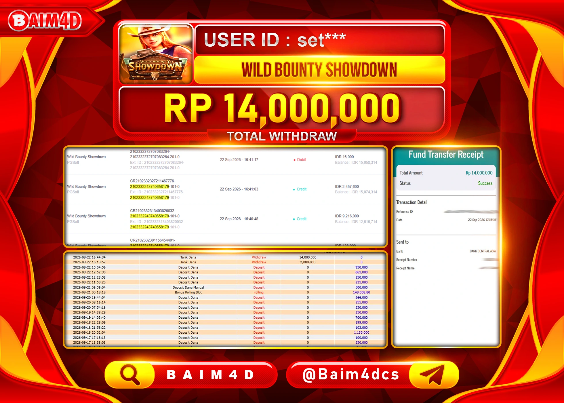 BAIM4D JACKPOT SLOT WILD BOUNTY SHOWDOWN Rp.14,000,000 - LUNAS